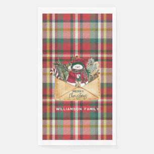 Rustic Plaid Christmas Custom Family Napkin