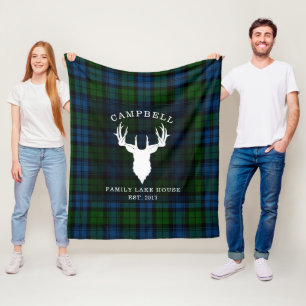 Rustic Plaid Clan Campbell Military Tartan Fleece Blanket