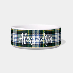 Rustic Plaid Clan Gordon Personalized Tartan Dog Bowl