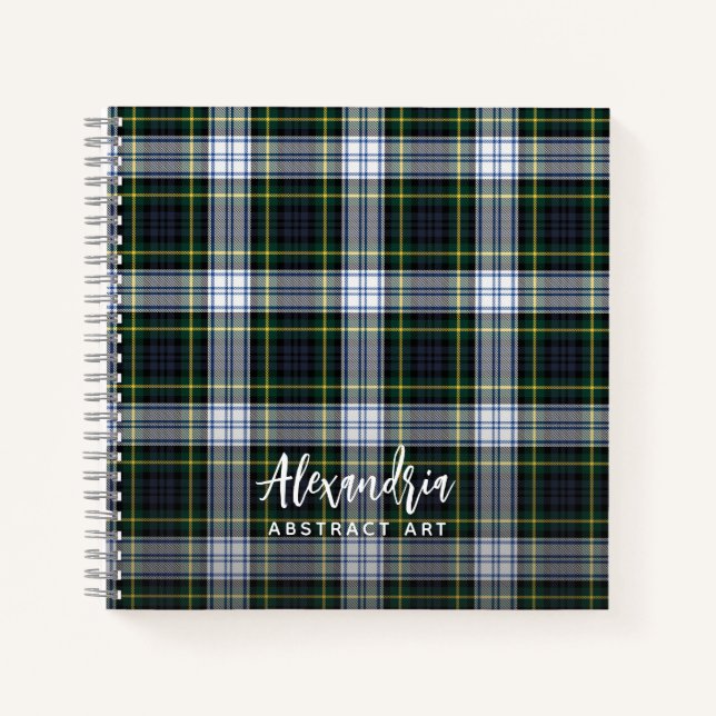 Rustic Plaid Clan Gordon Personalized Tartan Notebook (Front)