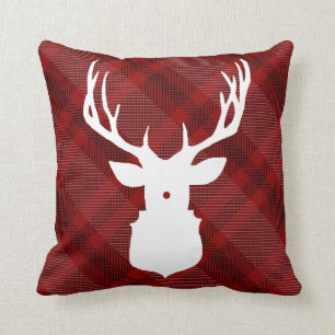 RUSTIC PLAID DEER   STYLISH HOLIDAY PILLOW