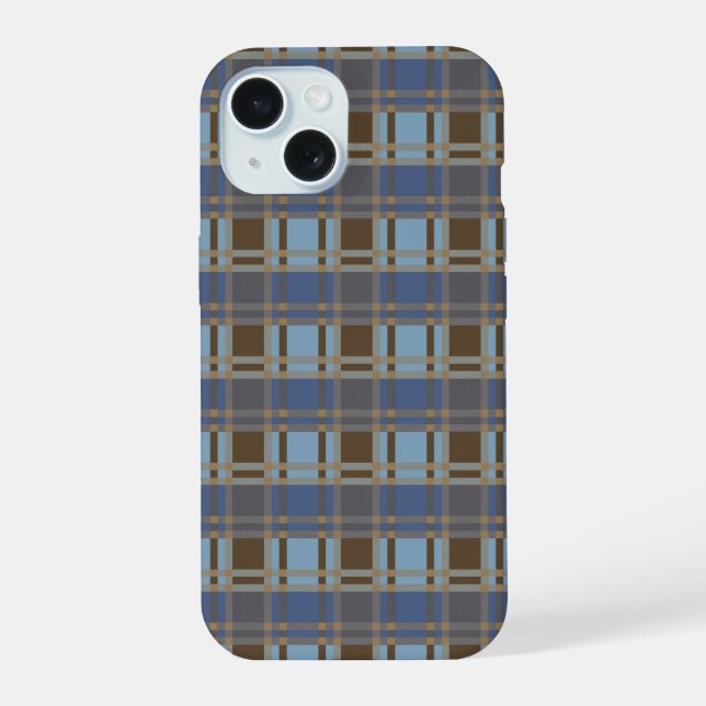 "Rustic Plaid Elegance" Pattern iPhone 15 Case (Back)