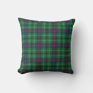 Rustic Plaid Elegant Duncan Green Tartan Throw Pillow