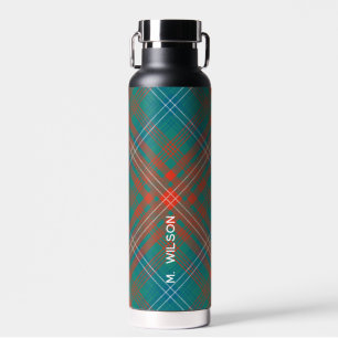 Rustic Plaid Elegant Script Tartan Custom Water Bottle