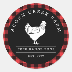 Rustic Plaid Family Farm Étiquettes de poulet
