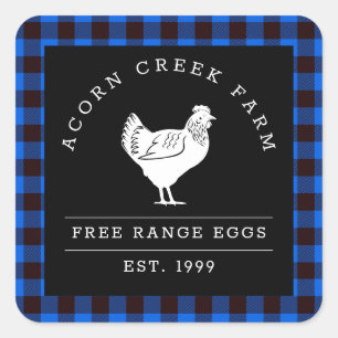 Rustic Plaid Family Farm Étiquettes de poulet