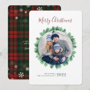 Rustic Plaid Family Photo Christmas Holiday Card