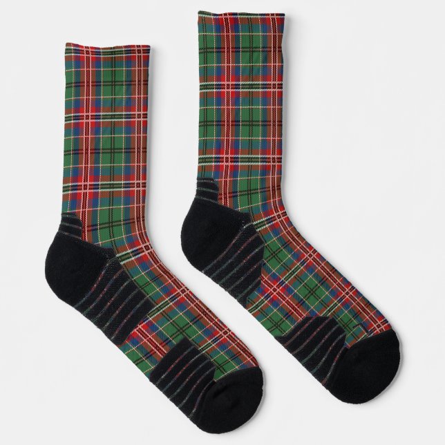 Rustic Plaid Green and Red Chequered Tartan Socks (Right)