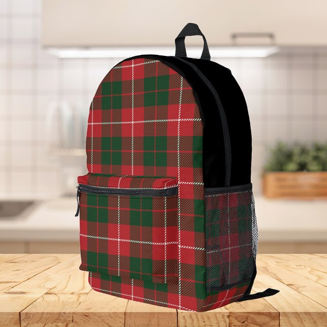 Rustic Plaid Green Red Check Tartan Printed Backpack (Rustic Plaid Red and Green Tartan Backpack)
