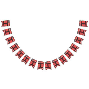 Rustic Plaid Lodge Bunting   Cozy Holiday Décor Flags