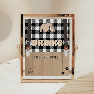 Rustic Plaid Lumberjack Baby Shower Drinks Poster
