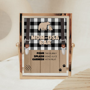 Rustic Plaid Lumberjack Baby Shower Mom Osa Bar Poster