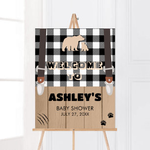 Rustic Plaid Lumberjack Baby Shower Welcome Poster