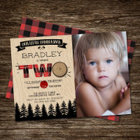 Rustic Plaid Lumberjack Boys 2nd Birthday Photo