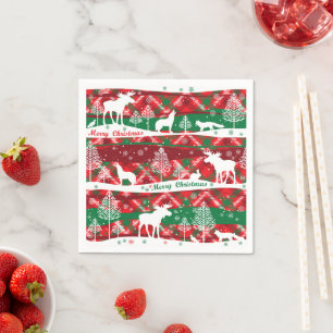 Rustic Plaid Merry Christmas Paper Napkins