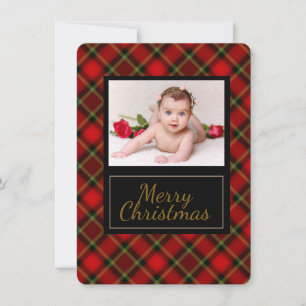 Rustic Plaid Merry Christmas Photo Card