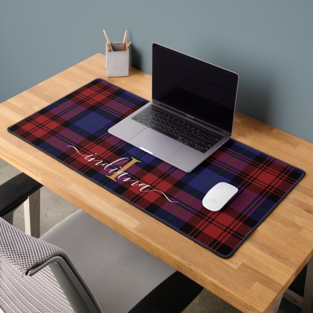 Rustic Plaid Monogram Classic Tartan Desk Mat (Office 2)