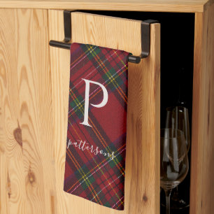Rustic Plaid Monogram Farmhouse Decor Kitchen Towel