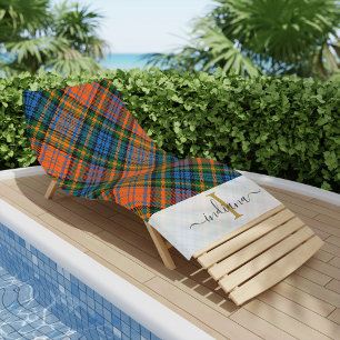 Rustic Plaid Monogram Murray Tartan Custom Beach Towel