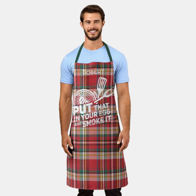Rustic Plaid Personalized Elegant Chef Apron (Worn)