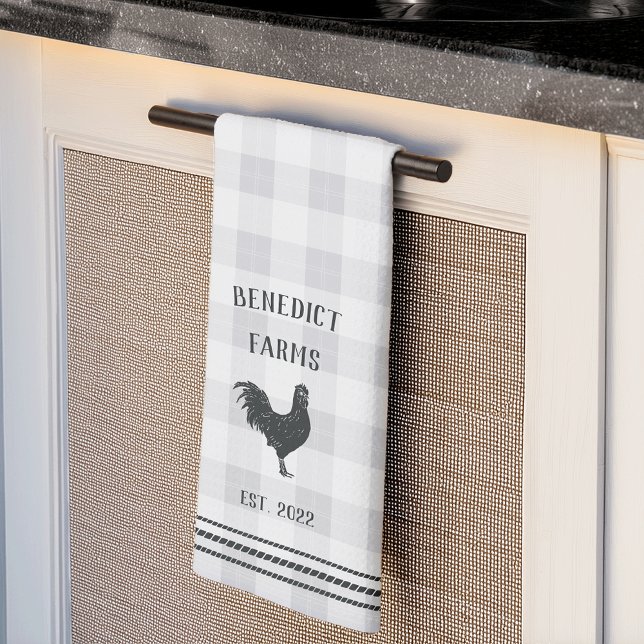 Rustic Plaid Personalized Farm Name Kitchen Towel (Creator Uploaded)