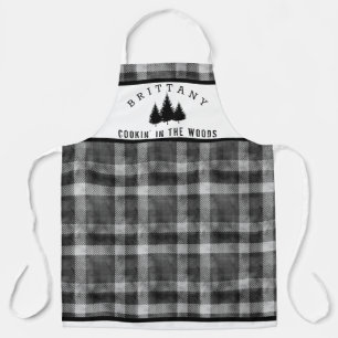Rustic Plaid Personalized Name Cookin in the Woods Apron