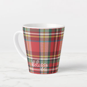 Rustic Plaid Personalized Script Christmas Latte Mug