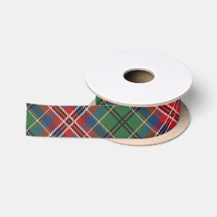 Rustic Plaid Red Green Elegant Tartan Satin Ribbon