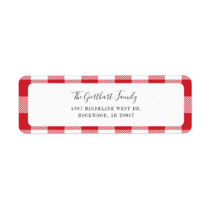 Rustic Plaid Red White Gingham Return Address