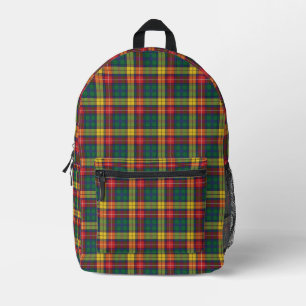 Rustic Plaid Red Yellow Green Buchanan Tartan Printed Backpack