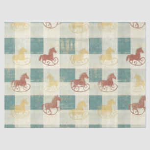 Rustic Plaid Rocking Horse Baby Pattern Tissue Paper