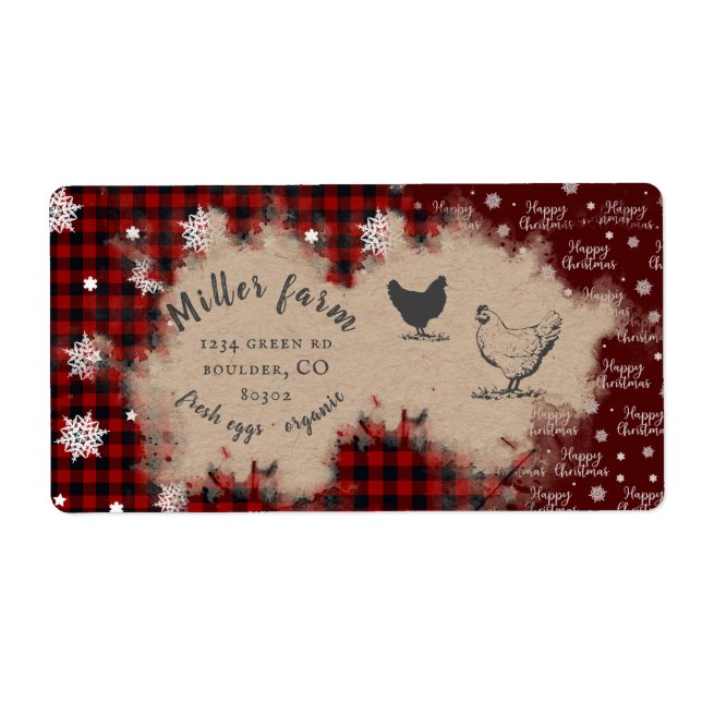 rustic plaid snowflake happy Christmas egg carton (Front)