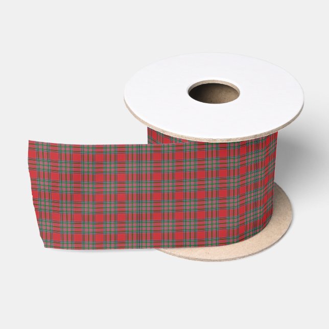 Rustic Plaid Tartan Red Green Holidays Satin Ribbon (Spool)