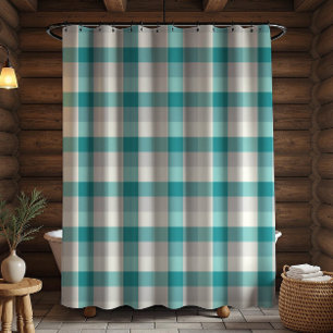 Rustic Plaid Turquoise Grey Beige