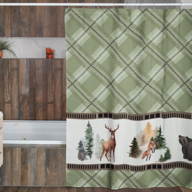 Rustic Plaid Watercolor Woodland Animal Cabin (Creator Uploaded)