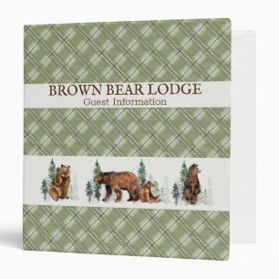 Rustic Plaid Woodland Bear Cabin Guest Information Binder