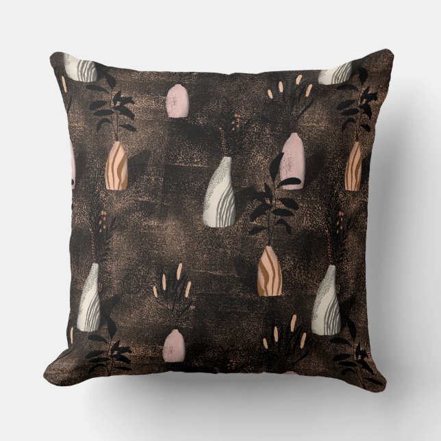 Rustic plants pillow in fall colour harmonies (Front)