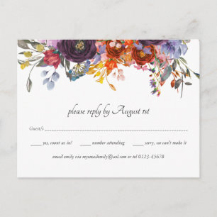 Rustic Plum Orange Fall RSVP Postcard