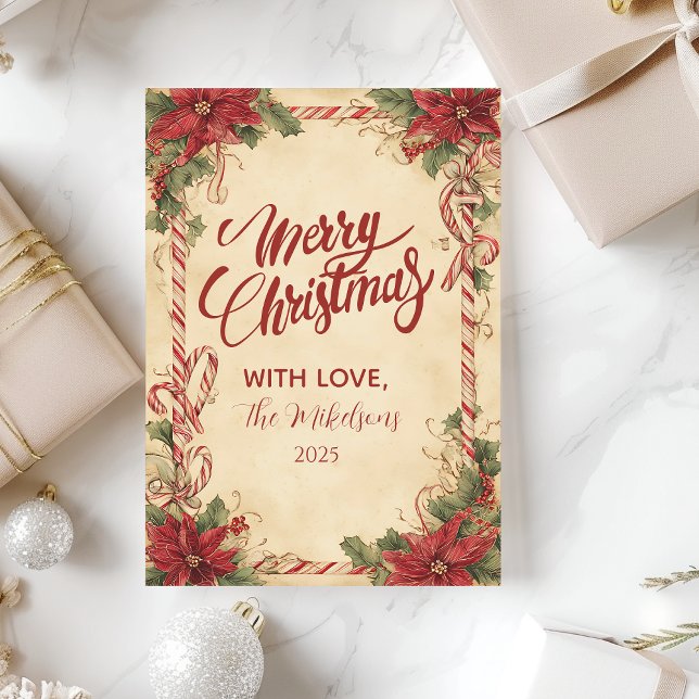 Rustic Poinsettia Holiday Card (Creator Uploaded)