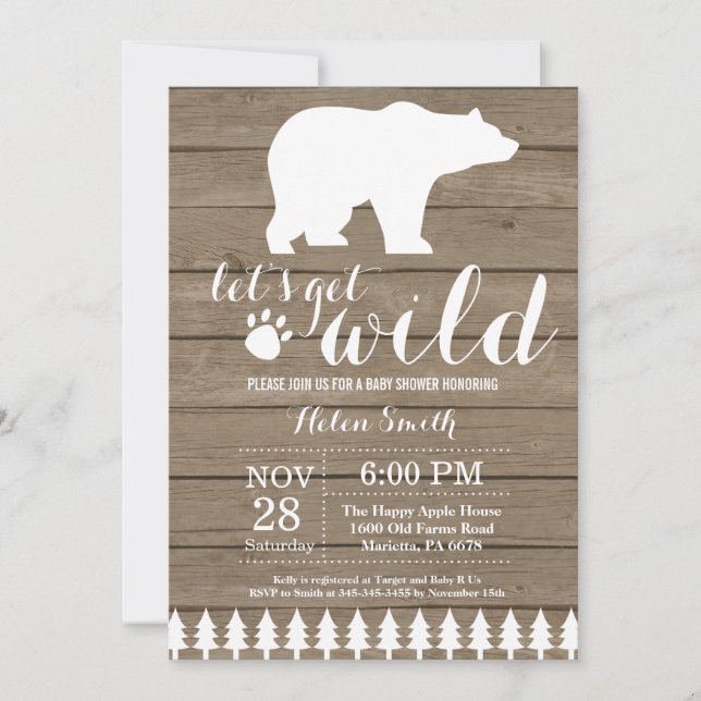 Rustic Polar Bear Baby Shower Invitation (Front)