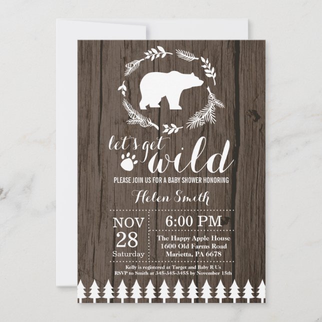 Rustic Polar Bear Baby Shower Invitation (Front)