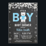 Rustic Polar Bear Winter Boy Baby Shower Invitation<br><div class="desc">Rustic Polar Bear Winter Boy Baby Shower Invitation. White Snowflake. Baby its cold outside Baby Shower invitation. Boy Baby Shower Invitation. Winter Holiday Baby Shower Invite. Chalkboard Background. Black and White. For further customization,  please click the "Customize it" button and use our design tool to modify this template.</div>