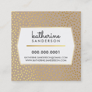 RUSTIC POLKA DOT CONFETTI modern kraft gold foil Square Business Card