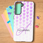 Rustic Polka Dot Heliotrope Purple Heart Pattern  Samsung Galaxy Case<br><div class="desc">This design features a white ombre bottom over a polka dot encircled rustic pastel heliotrope purple heart pattern. The template text offers the opportunity for a name, monogram or both. Personalize the text fields, remove any or all text or edit using the design tool to select a font style, size,...</div>