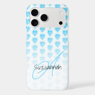 Rustic Polka Dot Malibu Blue Heart Pattern