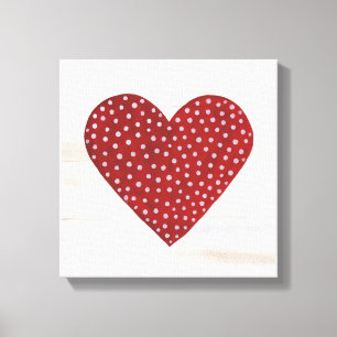 Rustic Polka Dot Valentine Heart Canvas Print