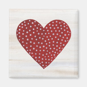 Rustic Polka Dot Valentine Heart Magnet