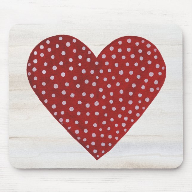 Rustic Polka Dot Valentine Heart Mouse Pad (Front)