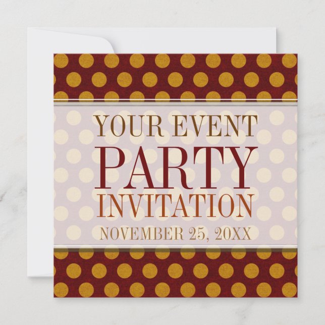 Rustic Polka Dots Custom Party Invitations (Front)