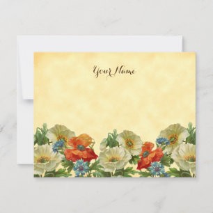 Rustic Poppies and Cornflowers Editable Note Cards